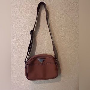 Renoma Paris, Made In Italy, Vintage Brown Nylon/Leather Crossbody